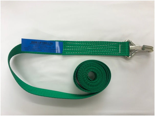 Webbing Long End c/w Claw Hook with Safety Catch - B & W Lifting