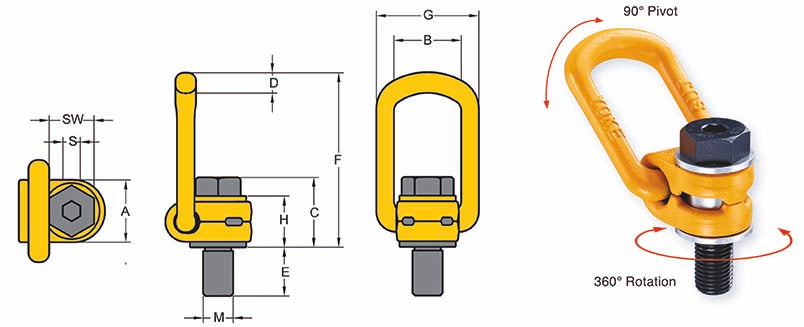 Yoke Lifting Point Metric Thread - B & W Lifting