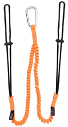 Forked stretch lanyard for connecting tools