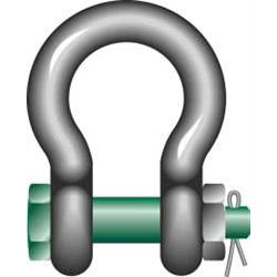 Green Pin Standard Bow Shackles with Safety Nut and Bolt Pin - G-4163