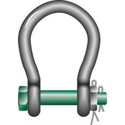 Green Pin Wide Mouth Bow Shackles with Safety Nut and Bolt Pin - G-4263